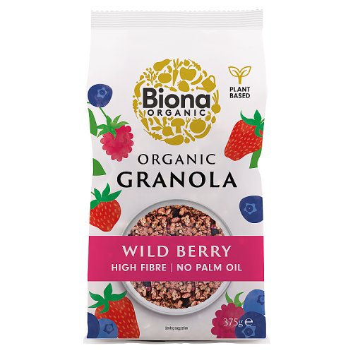 Biona Organic Wild Berry Crisp Granola 375g pack shot