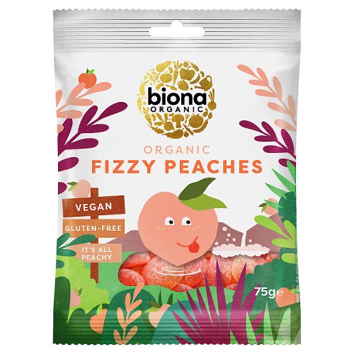 Biona Organic Fizzy Peaches 75g pack shot