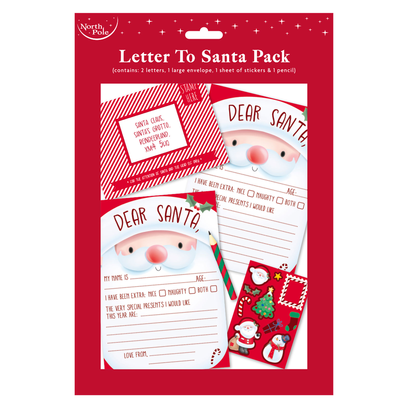 North Pole Letter to Santa Pack with Pencil 1s pack shot