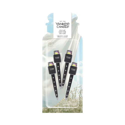 Yankee Candle Car Vent Stick Air Freshener Clean Cotton 4pc pack shot