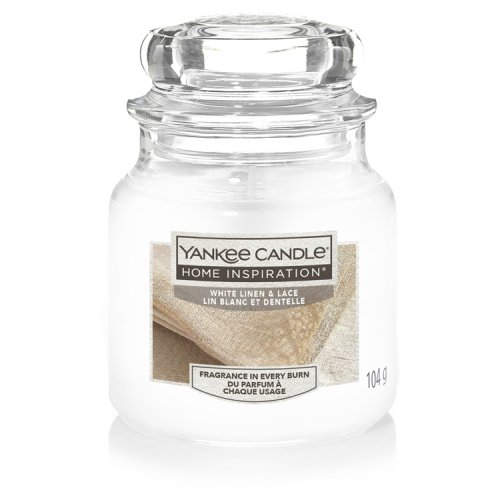 Yankee Candle Home Inspiration Candle Small Jar White Linen And Lace 104g pack shot