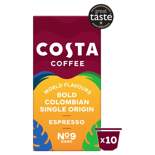 Costa Coffee Nespresso Compatible Colombian Roast Espresso 10 Capsules 57g pack shot