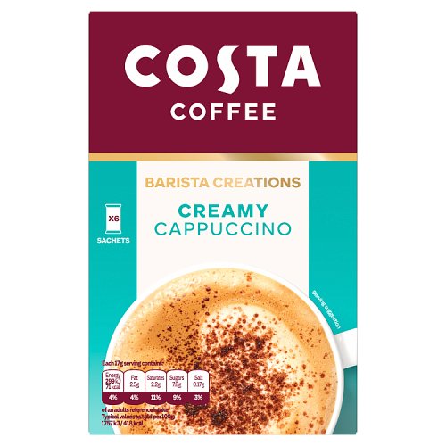 Costa Coffee Sachets Creamy Cappuccino 6s (6 x 17g) pack shot