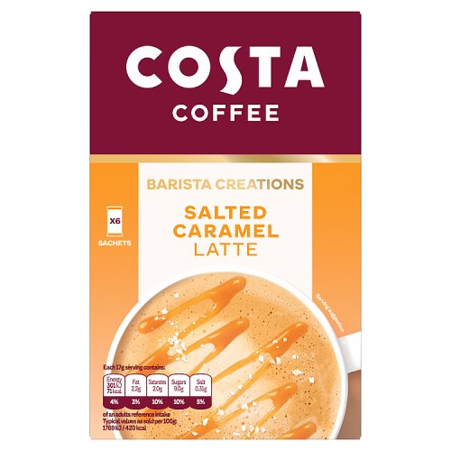 Costa Coffee Sachets Salted Caramel Latte 6s (6 x 17g) pack shot