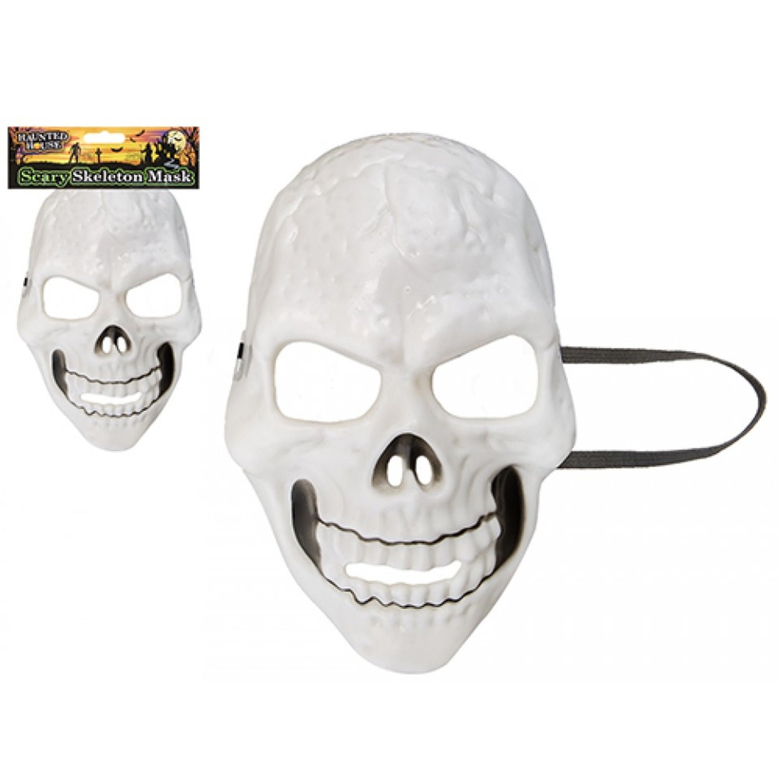 Haunted House White Skeleton Mask with Hang Tag 1s pack shot