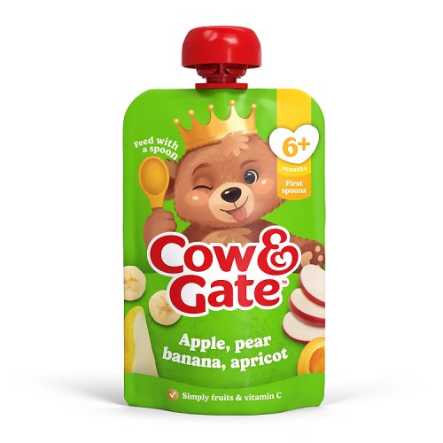 Cow & Gate Apple Pear Banana Apricot Pouch 4m+ 100g pack shot