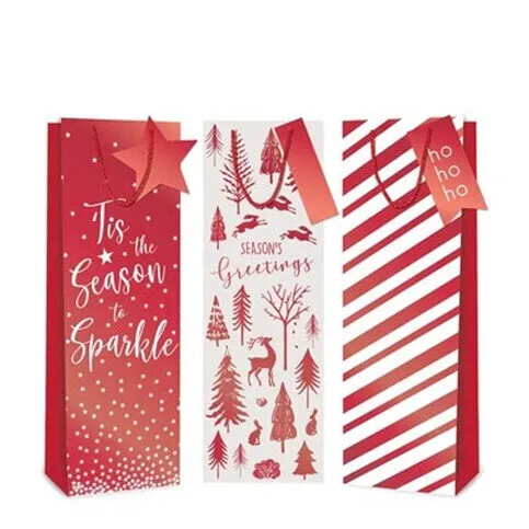 Festive Wonderland Red Christmas Bottle Bag 1s pack shot