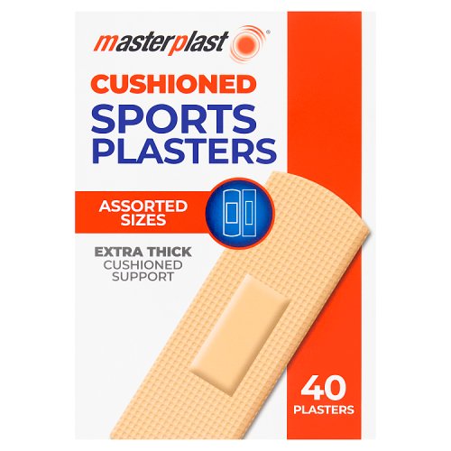 Masterplast Cushioned Sports Plasters Assorted Sizes 40pk pack shot