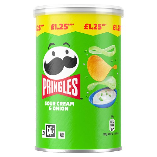 Pringles Sour Cream & Onion PM £1.25 70g pack shot