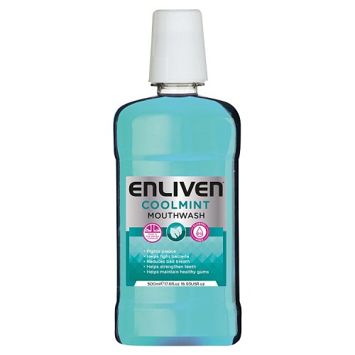 Enliven Mouthwash 500ml Coolmint (Blue) (Alcohol Free) pack shot