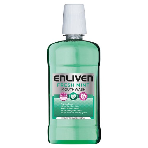 Enliven Mouthwash 500ml Freshmint (Green) (Alcohol Free) pack shot