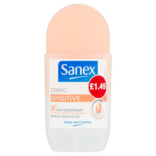Sanex Roll On Deodorant Sensitive 50ml PMP 1.49 pack shot