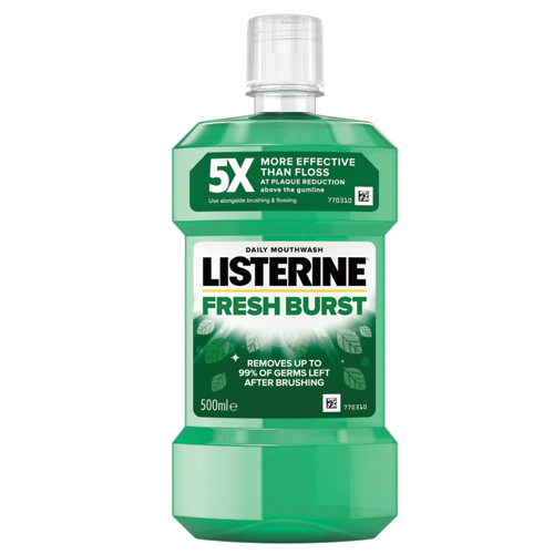 Listerine Mouthwash Fresh Burst 500ml PMP pack shot