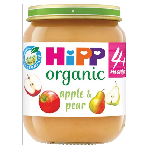 Hipp Organic Apple And Pear Baby Food Jar 6+ Months 125g PMP pack shot