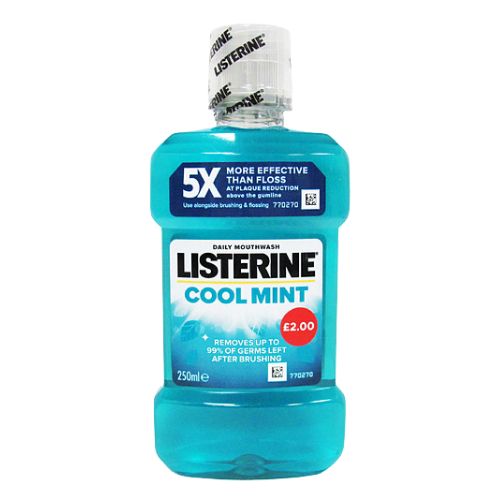 Listerine Mouthwash Coolmint 250ml PMP pack shot