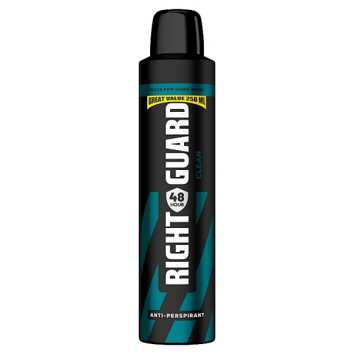 Right Guard Anti-Perspirant Deodorant Spray Clean 48 Hours 250ml pack shot