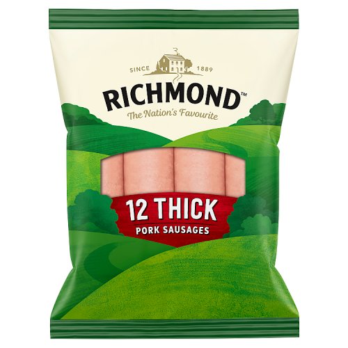 RICHMOND 12 THICK PORK SAUSAGES pack shot