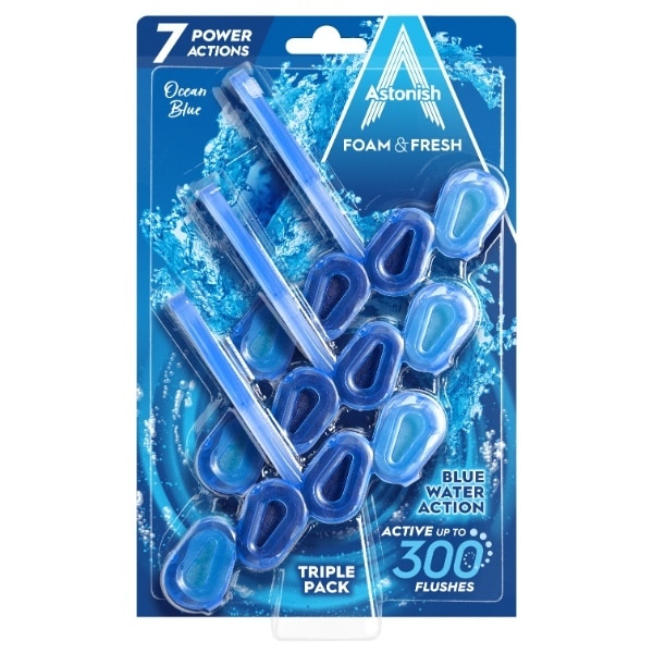 Astonish Foam & Fresh Ocean Blue Rim Blocks 3s pack shot