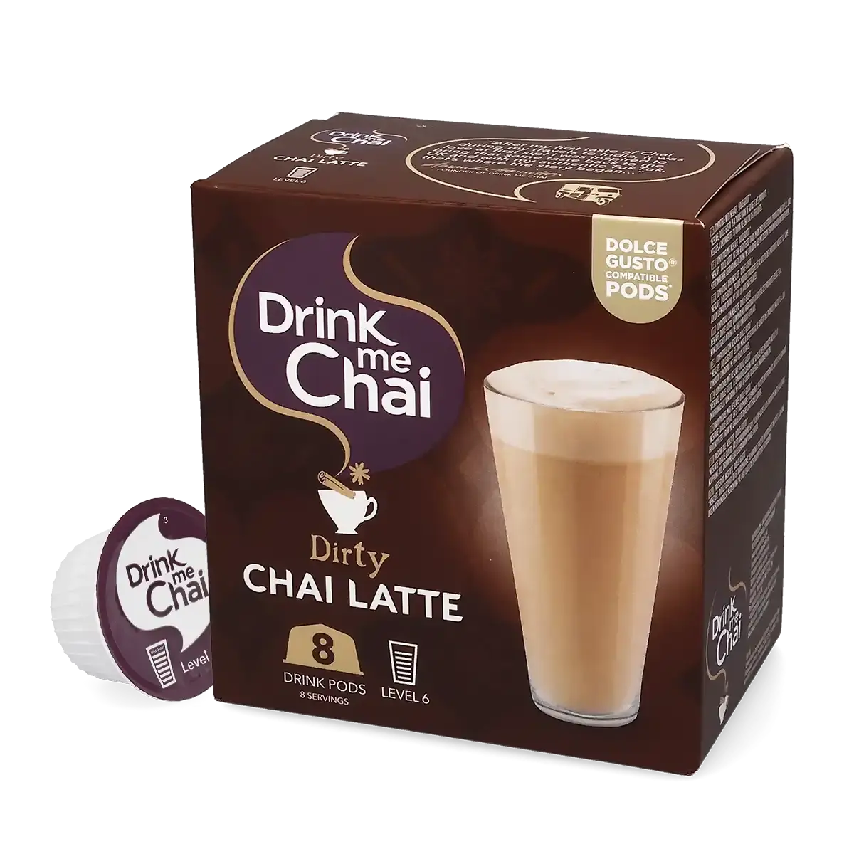 Drink Me Chai Dirty Chai Latte Pods (8 x 15g) 120g pack shot