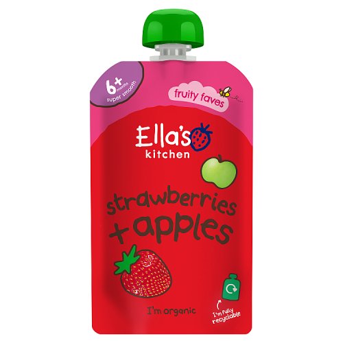 Ellas Kitchen Organic Baby Food 4M+Strawberrys & Apple 120g pack shot