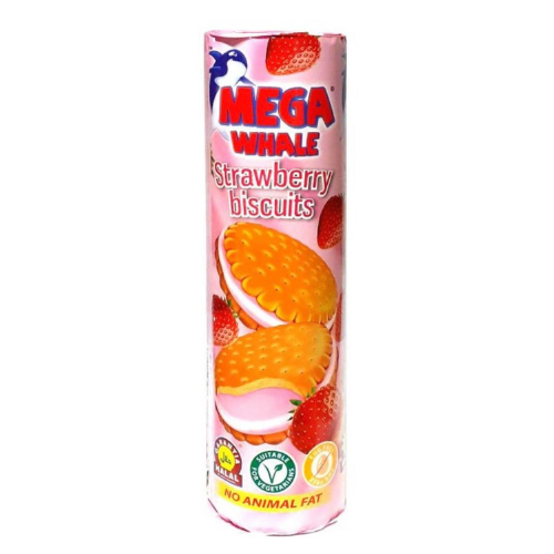 Garusana Mega Whale Strawberry Sandwich Biscuits 500g pack shot
