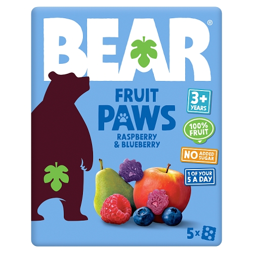 Bear Little Paws Raspberry & Blueberry 5pk (5 x 20g) pack shot