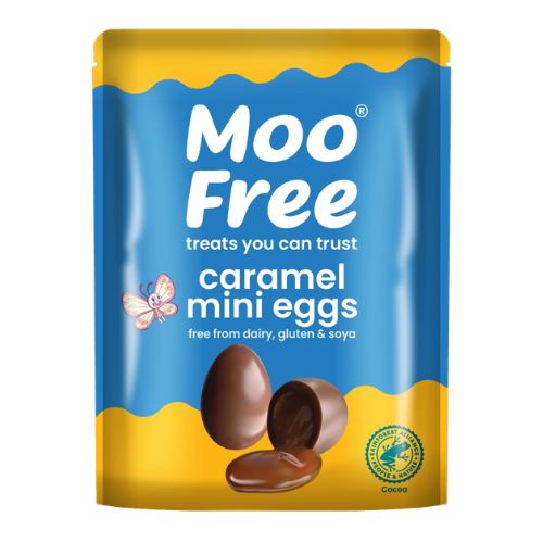 Moo Free Caramel Filled Mini Eggs 7pk (7 x 12g) pack shot