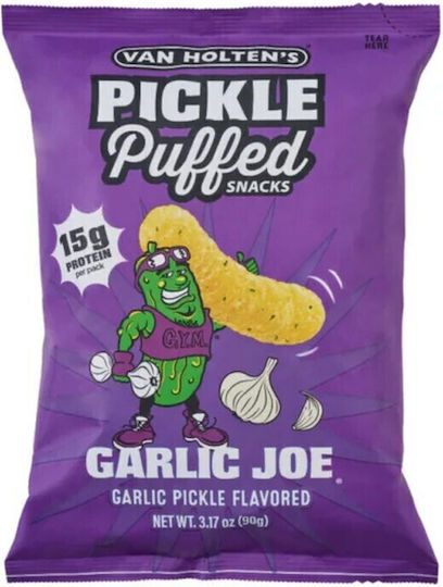 Van Holten's Pickle Puffed Garlic Joe Garlic Pickle 90g pack shot
