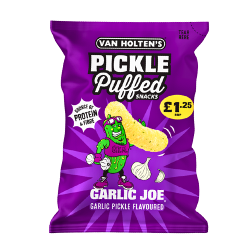 Van Holten's Pickle Puffed Garlic Joe Garlic Pickle 50g PMP pack shot