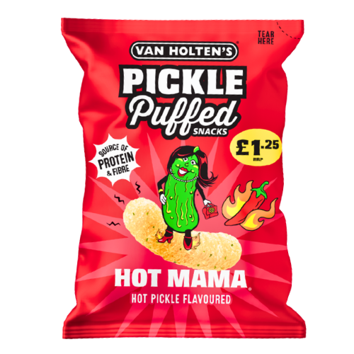 Van Holten's Pickle Puffed Hot Mama Hot Pickle 50g PMP pack shot