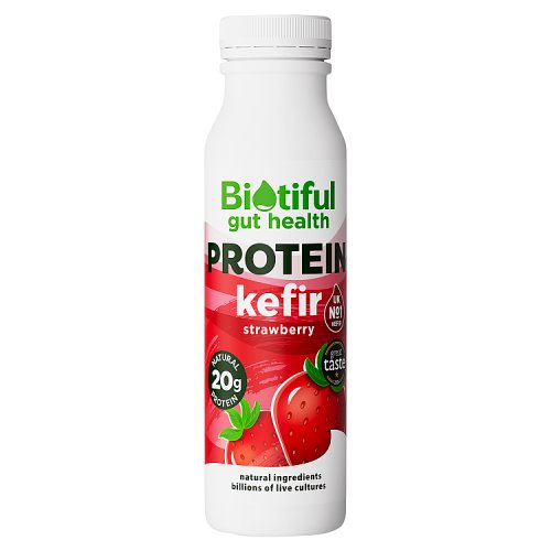 BIOTIFUL GUT HEALTH KEFIR STRAWBERRY HIGH PROTEIN DRINK pack shot