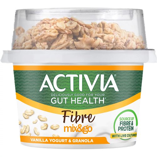 ACTIVIA BREAKFAST POT VANILLA GRANOLA WITH SPOON pack shot