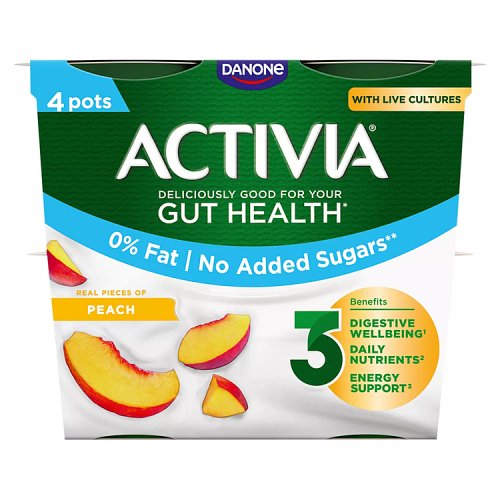 DANONE ACTIVIA PEACH 0% 4PK pack shot