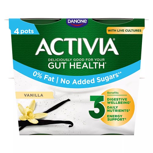 DANONE ACTIVIA VANILLA 0% 4PK pack shot