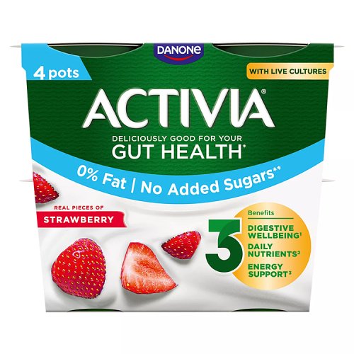 DANONE ACTIVIA STRAWBERRY 0% 4PK pack shot