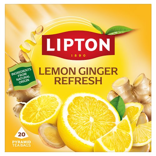 Lipton Infusion Pyramid Teabags Lemon & Ginger 20's pack shot