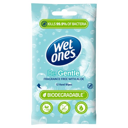 Wet Ones Antibacterial Hand Wipes Be Gentle 12's pack shot