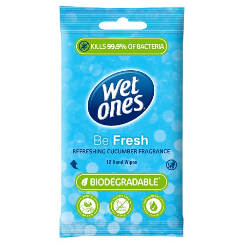 Wet Ones Antibacterial Hand Wipes Be Fresh 12's pack shot