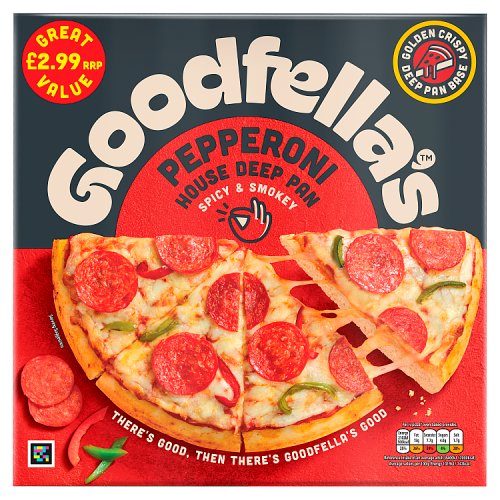 GOODFELLAS DEEP PAN PEPPERONI PIZZA 411G PMP pack shot