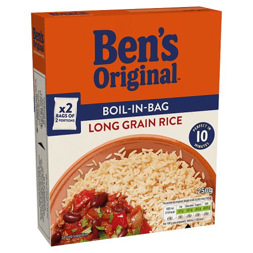 Bens Original Long Grain Boil In Bag Rice 250g pack shot