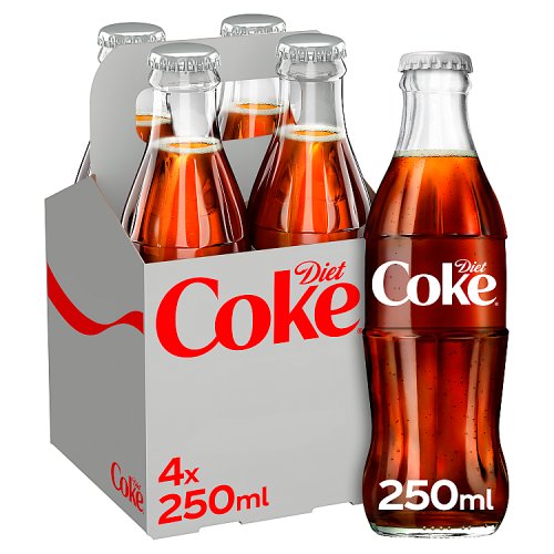 Coke Diet (GLASS) 4pk (4 x 250ml) pack shot