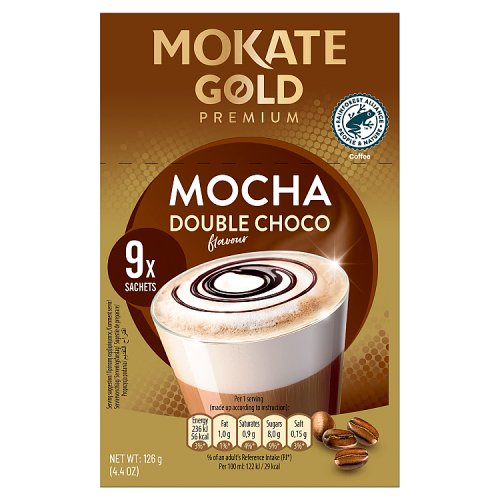 Mokate Gold Premium 9x14g Double Choc Mocha pack shot