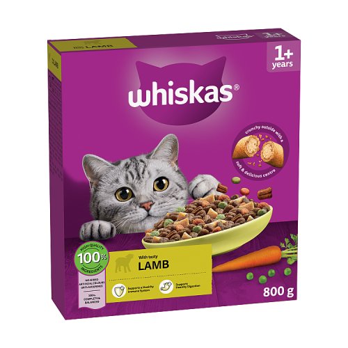 Whiskas 1+ Cat Complete Dry With Lamb 800g pack shot