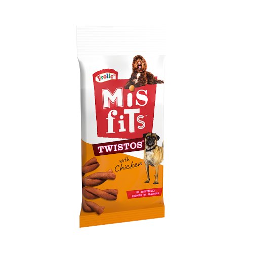 Misfits Twistos Dog Treats With Chicken 105g pack shot