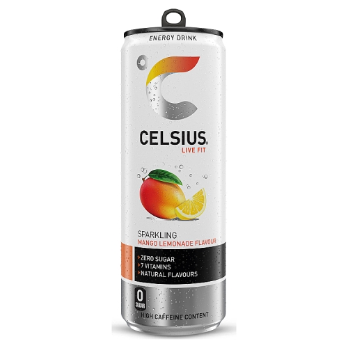 Celsius Mango Lemonade 335ml pack shot