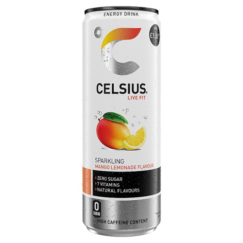 Celsius Mango Lemonade 355ml PMP pack shot