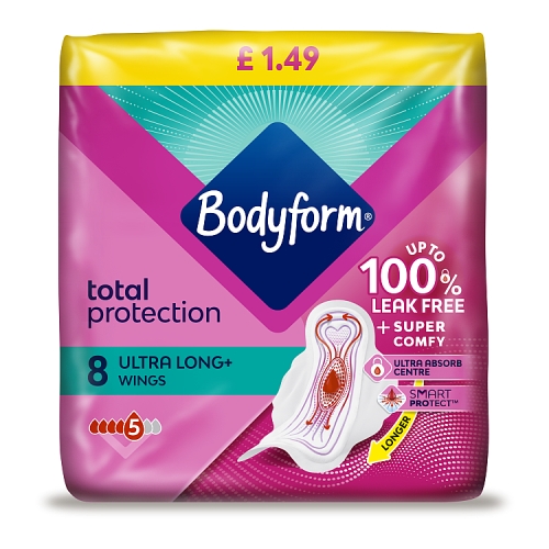 Bodyform Ultra Long Towel 8s PMP pack shot