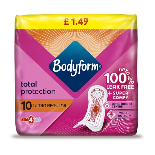 Bodyform Cour-V Ultra Sanitary Towels Normal PMP £1.49 10's pack shot