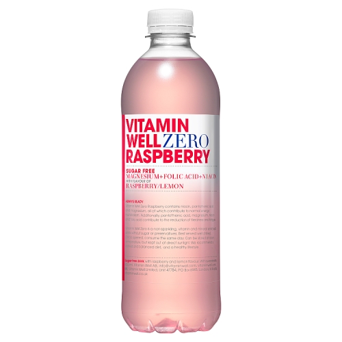 Vitamin Well Raspberry Zero 500ml pack shot