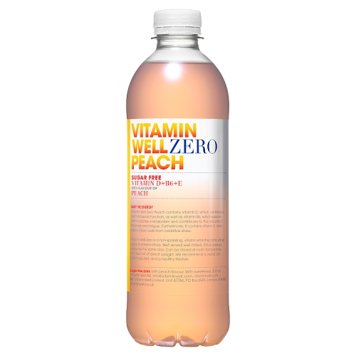 Vitamin Well Peach Zero 500ml pack shot